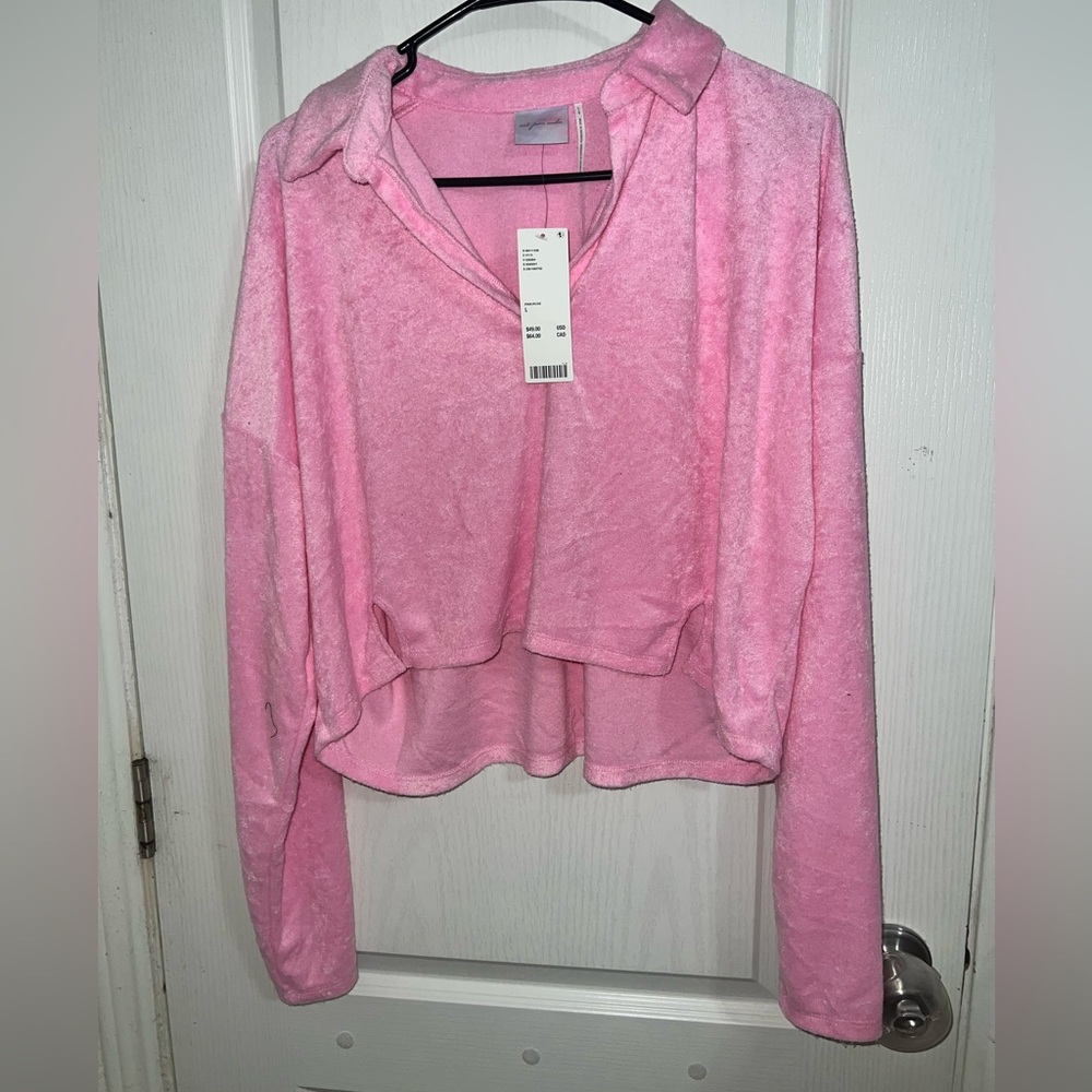 Pink Long Sleeve Cropped Top